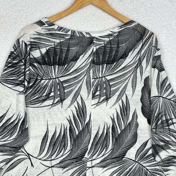Tamari 100% Linen Palm Leaf Print Top Plus Sz 2X V-Neck 3/4 Sleeve Blouse Resort - Picture 9 of 12